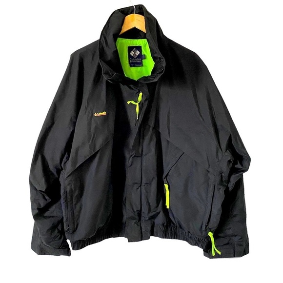 Vintage Columbia Whirlibird Ski Coat Shell Retro Neon Florescent 80s 90s Mens XL - Picture 1 of 12